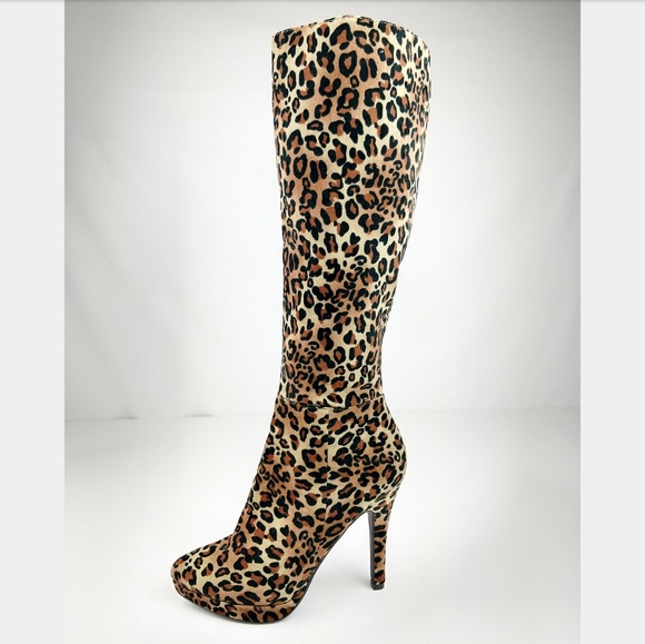 cheetah print knee high boots